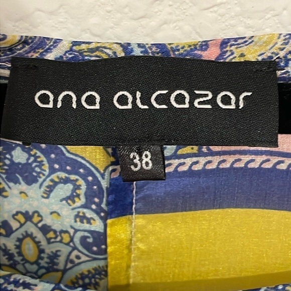 Ana Alcazar Women Tunic Medium Pink & Yellow 100% Silk Floral Contemporary - Picture 5 of 10